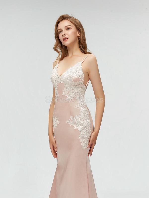 Σέξι V Neck Backless Γοργόνων Δαντελλών Μακριά Φορέματα Prom Βραδιού, 17520