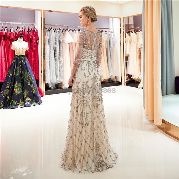 Mangas compridas Brilhante Sequin Sereia Noite de Baile, Vestidos de Noite, Vestidos de Festa de Formatura, 12047