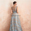 Cap Sleeves See Through Beaded A-Line Long Prom Dresses, Evening Party Prom Vestidos, 12137Mais informações