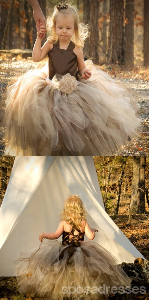 Belles robes de demoiselle d'honneur en tulle satiné, robes tutu à lacets bon marché, FG022