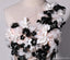 One Shoulder Handmade Flower Black A-line Long Evening Prom Dresses, 17624