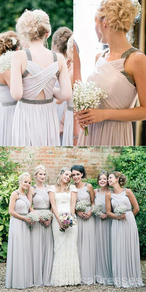 Junior Unique New Arrival Εντυπωσιακή Φθηνή Φόρεμα A Line Pleating Floor-Length για Maid of Honor, WG101