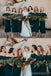 Off Shoulder Dark Green Short Cheap Bridesmaid Dresses Online, WG766