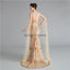 Col en V Unique Manches Sirène à Paillettes Soirée, Robes de Bal, Soirée Robes de Bal, 12118