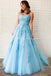 Sexy Blue Backless Spaghetti Straps Lake Evening Prom Dresses, Evening Party Prom Dresses, 12271