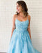 Sexy Blue Backless Spaghetti Straps Lake Evening Prom Dresses, Evening Party Prom Dresses, 12271