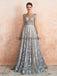 Cap Sleeves See Through Beaded A-Line Long Prom Dresses, Evening Party Prom Vestidos, 12137Mais informações