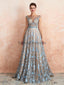 Cap Sleeves See Through Beaded A-Line Long Prom Dresses, Evening Party Prom Vestidos, 12137Mais informações
