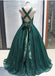 Esmeralda Verde V Pescoço Sparkly Ball Vestido Baratos Noturnos Baile De Formatura, Vestidos De Baile Da Noite Festa, 12156
