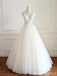 V Neck A-line Lace Long Custom Cheap Wedding Dresses, WD301