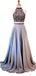 Sexy Backless Open Back Grey Beaded Long Evening Prom Dresses, Cheap Custom Sweet 16 Dresses, 18508