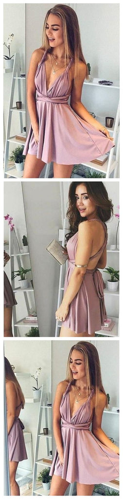 Robes de soirée courtes pas cher rose poussiéreux simples 2018, CM554