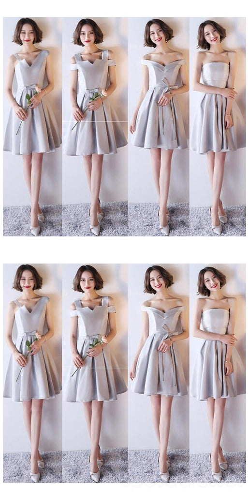 Silver Gray Short Misappariement Simple Short Bridesmaid Dresses en ligne, WG504