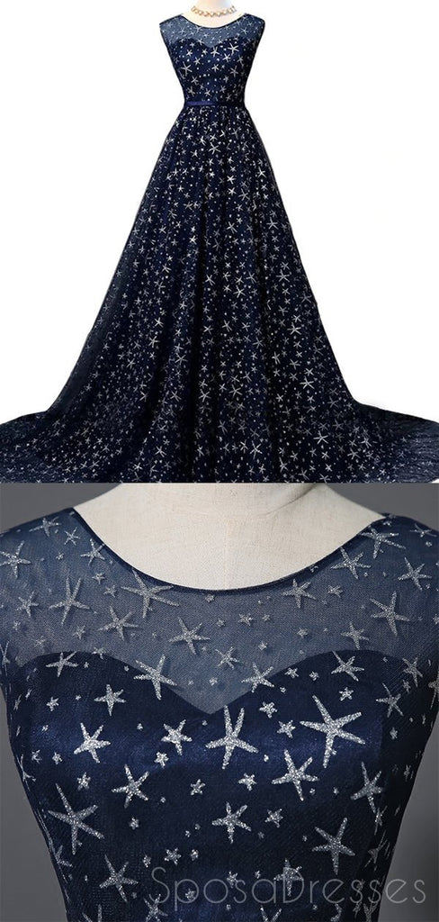 Scoop Navy Star Sequin Φτηνές Μακρύ Βραδινό Χορός Χορός, Φτηνές Προσαρμοσμένα Γλυκά 16 Φορέματα, 18536