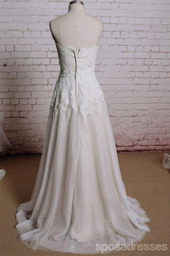 Cadarço de namorado sem tiras alinha vestidos de casamento de casamento longos, WD292