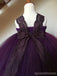La demoiselle d'honneur de tulle de lacet pourpre s'habille, les jolies petites robes de fille bon marché, FG026