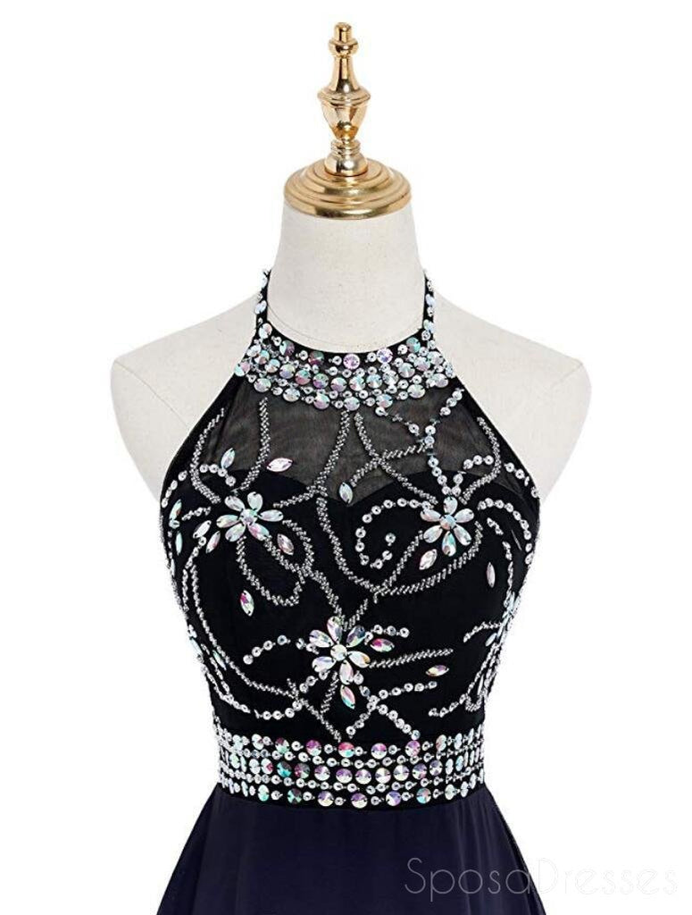 Halter Beaded Υψηλή Χαμηλή Σιφόν Ombre Φθηνά Μακρά Βραδινά Φορέματα, Sweet16 Φορέματα, 18406