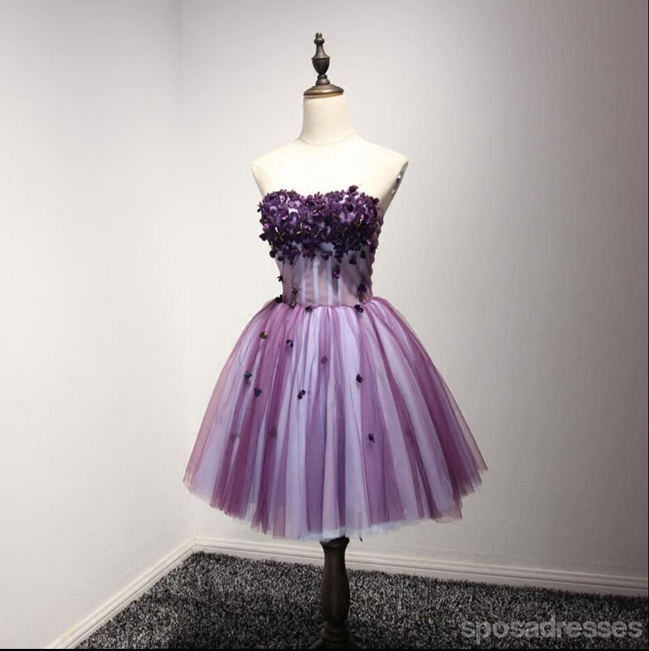 Roxo Strapless Lace Homecoming vestidos de baile, baratos Homecoming vestidos, CM214