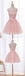 Open Back Pink Lace Beaded Short Homecoming Prom Dresses, Affordable Short Party Prom Sweet 16 Dresses, Perfect Homecoming Cocktail Dresses, CM369