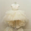 Ivoire Satin Haut de Strass Ceinture Hi-low Tulle Robes de Fille de Fleur, pas Cher Peu de Robes de Fille de, FG028