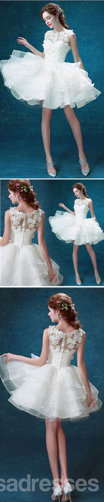 Colher Decote sem Mangas Bonito Apliques de Costume Fazer de Noiva de Organza Vestidos de Festa, WD0170