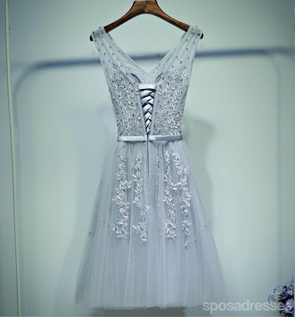 Renda cinzenta V Decote Vestidos De Baile de finalistas, Espartilho Acessível Vestidos De Baile De Finalistas, vestidos perfeitos para o baile de finalistas, CM258
