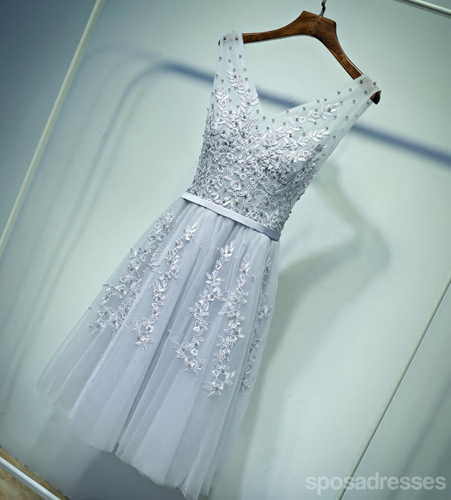 Renda cinzenta V Decote Vestidos De Baile de finalistas, Espartilho Acessível Vestidos De Baile De Finalistas, vestidos perfeitos para o baile de finalistas, CM258
