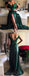 Off Shoulder Emerald Green Side Slit Lace Evening Prom Dresses, Long Prom Dresses, 17064