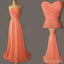 Junior Young Simple Sweet Heart Chiffon Formal Coral Lace Up Back Long Cheap Bridesmaid Dresses, WG186