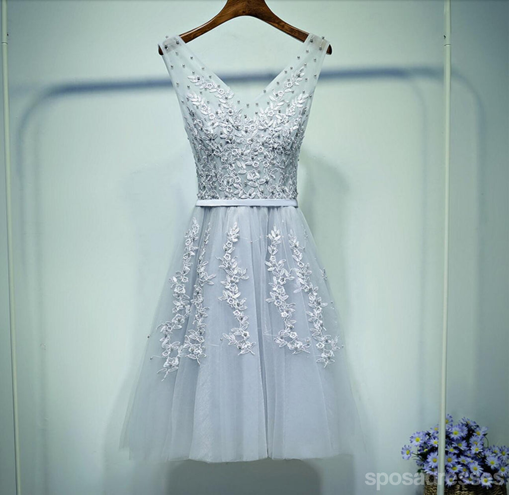 Renda cinzenta V Decote Vestidos De Baile de finalistas, Espartilho Acessível Vestidos De Baile De Finalistas, vestidos perfeitos para o baile de finalistas, CM258
