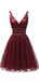 Sexy Backless Dark Red Sequin Homecoming Dresses Online, Cheap Short Prom Dresses, CM760