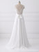 V Neck Lace Straps Simple Custom Φορέματα Γάμου Παραλίας, WD317