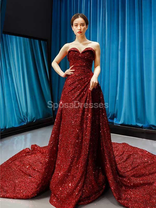 Sweetheart Red Sequin Sparkly Long Βραδινά Φορέματα Prom, Βραδινά Φορέματα Prom Party, 12231
