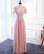 Robe de demoiselle d'honneur en mousseline de soie rose pâle à longueur de plancher abordable, WG536