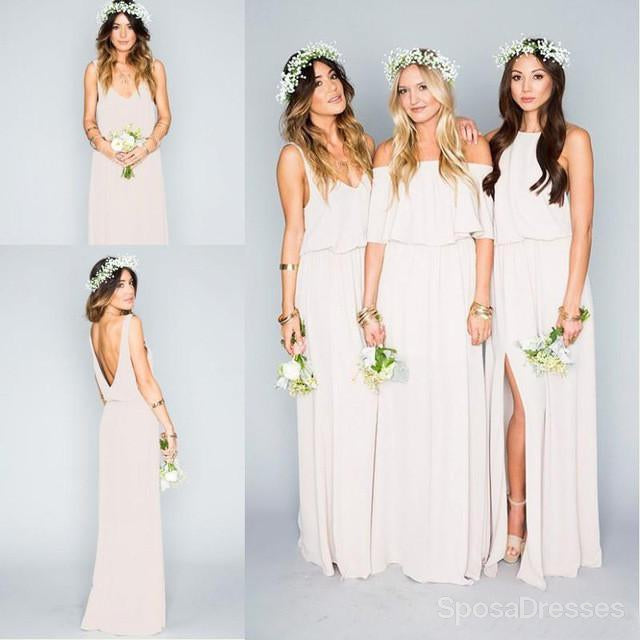 Pretty Young Junior Mint ακατάλληλα διαφορετικά στυλ Side Split Σιφόν φθηνά μακρά φορέματα παράνυμφων, WG197