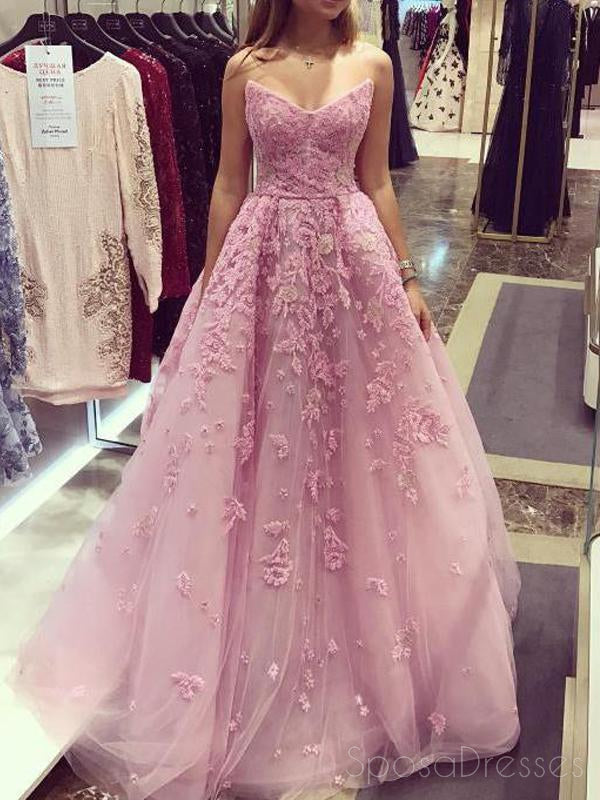 Popular V Cadarço de Pescoço Rosa Uma linha Vestidos de Baile para os estudantes da Tarde Longos, 17471