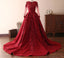 Manches longues Dentelle Rouge foncé Robes de soirée, Cheap Custom Sweet 16 Robes, 18533