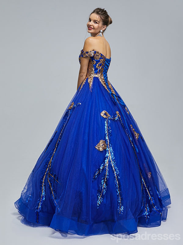Querida pescoço ouro lantejoulas uma linha barato longo Evening Prom Dresses, Evening Party Prom Dresses, 12350