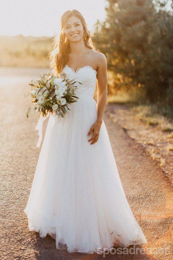Exclusivo Sweetheart Uma linha Simples Baratos Vestidos de Noiva, WD310