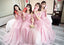 Pink Lace Tulle Long Bridesmaid Dresses, Cheap Bridesmaid Dresses, BD002