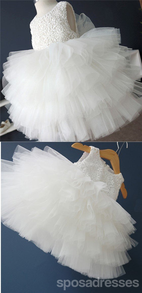Blanc au large Top en Dentelle de Tulle Robes de Fille de Fleur, Joli Tutu, Robes de Mariage, de FG032