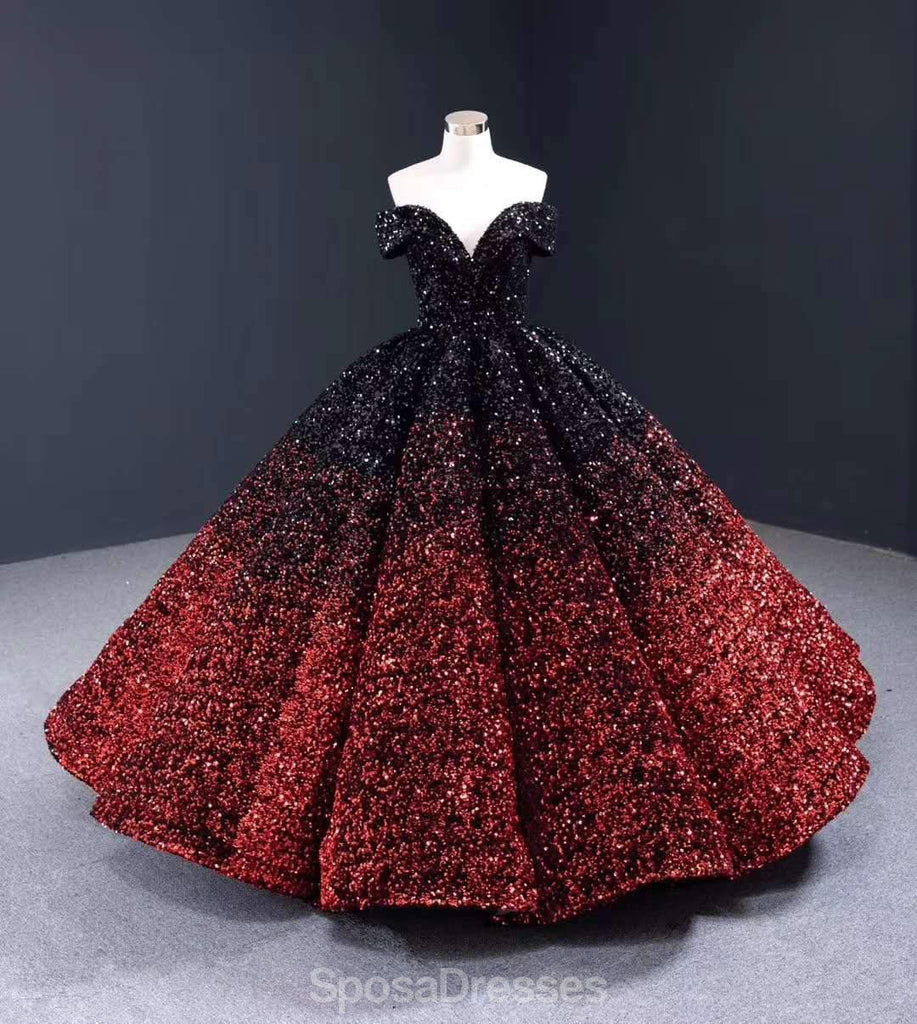 Jóia vermelha escura fora do ombro vestido de baile longos vestidos de baile, vestidos de festa à noite, 12213