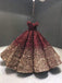 Jóia vermelha escura fora do ombro vestido de baile longos vestidos de baile, vestidos de festa à noite, 12213