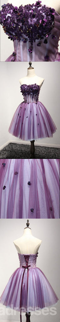Roxo Strapless Lace Homecoming vestidos de baile, baratos Homecoming vestidos, CM214