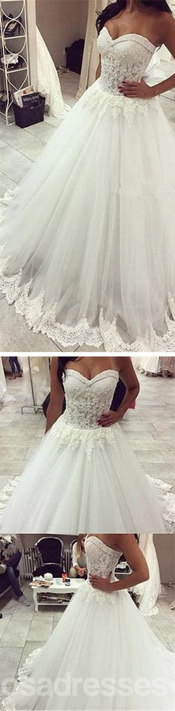 Muito tempo alinhe vestido de noiva de tule de topo de cadarço de namorado, vestidos de festa de casamento, WD0021