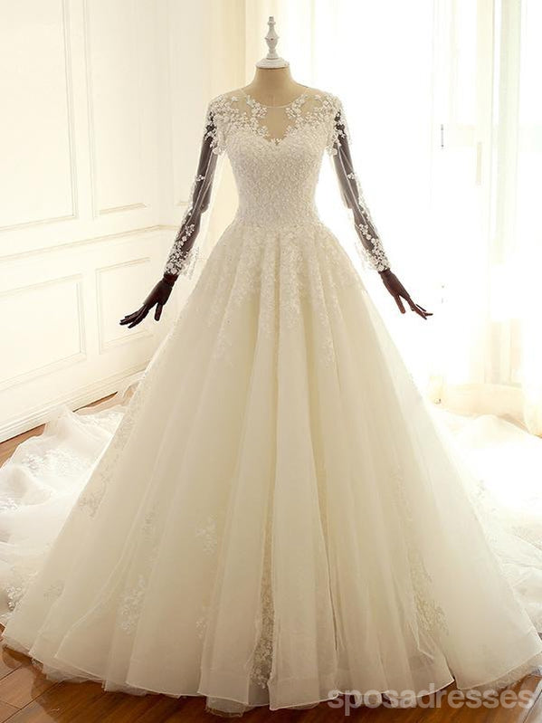 Off Shoulder Sweetheart A-line Lace Long Custom Φθηνά Γαμήλια Νυφικά, WD299