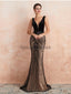 Sexy Backless V Neck Black Evening Prom Dresses, Evening Party Prom Dresses, 12132