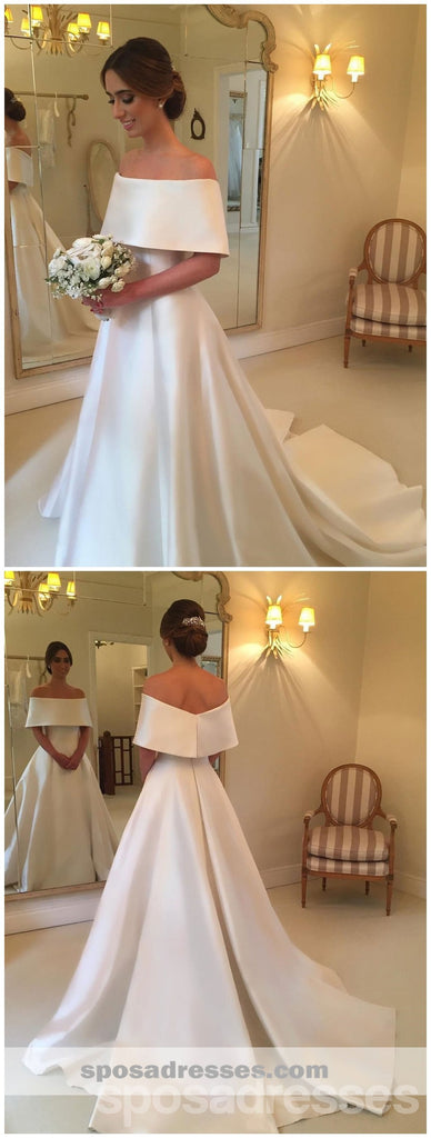 Απλό Off Shoulder A-line Φθηνά Φορέματα Γάμου Online, Φθηνά Νυφικά Φορέματα, WD445