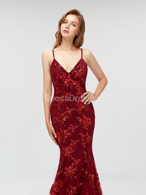 Sexy Backless Gray Sequin Lace Mermaid Long Evening Prom Dresses, Cheap Prom Dresses,17264