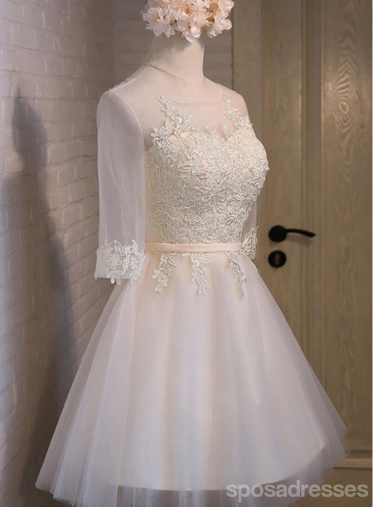Manga longa de Renda Alta Decote Prom Homecoming Dresses, Acessível, de Festa Curto Vestidos de Baile, Regresso a casa Perfeita Vestidos, CM293